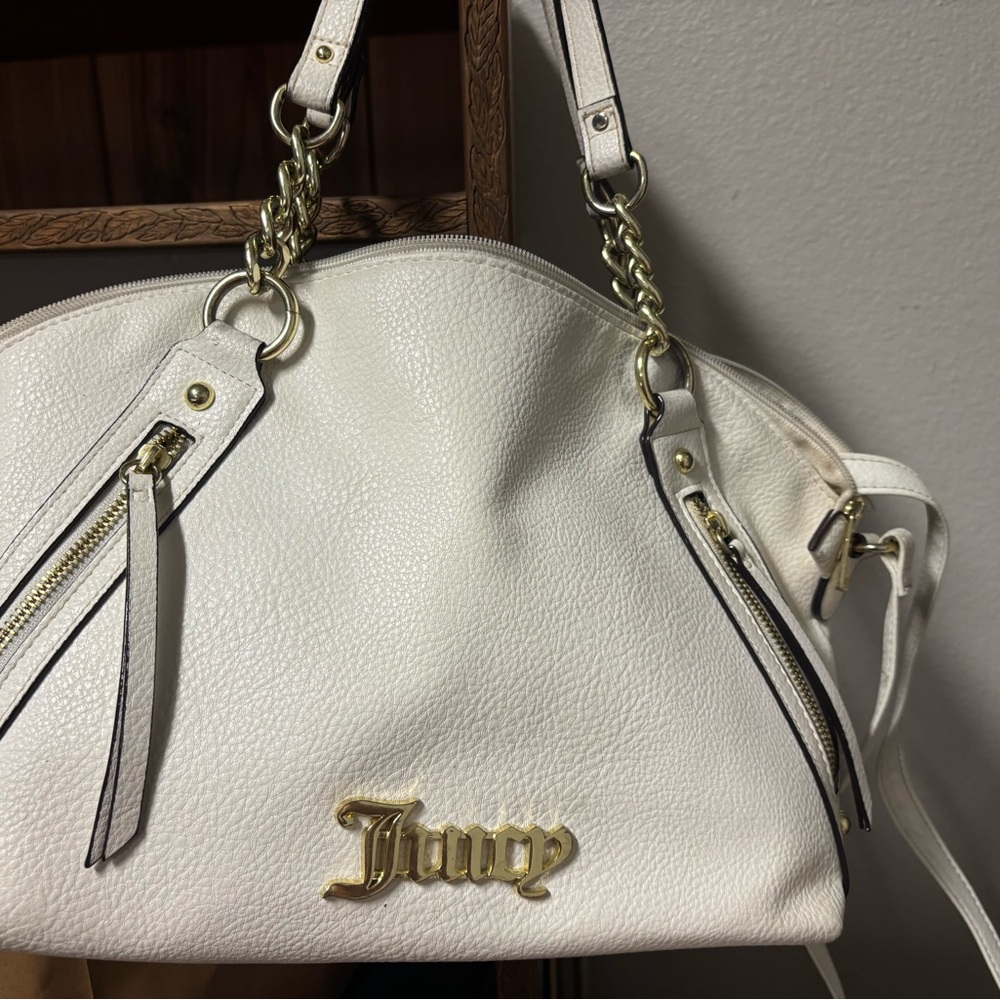 Juicy Couture Cream Shoulder Bag with Gold Accents